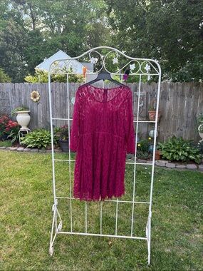 torrid Hot Pink Lace Dress with Floral Overlay